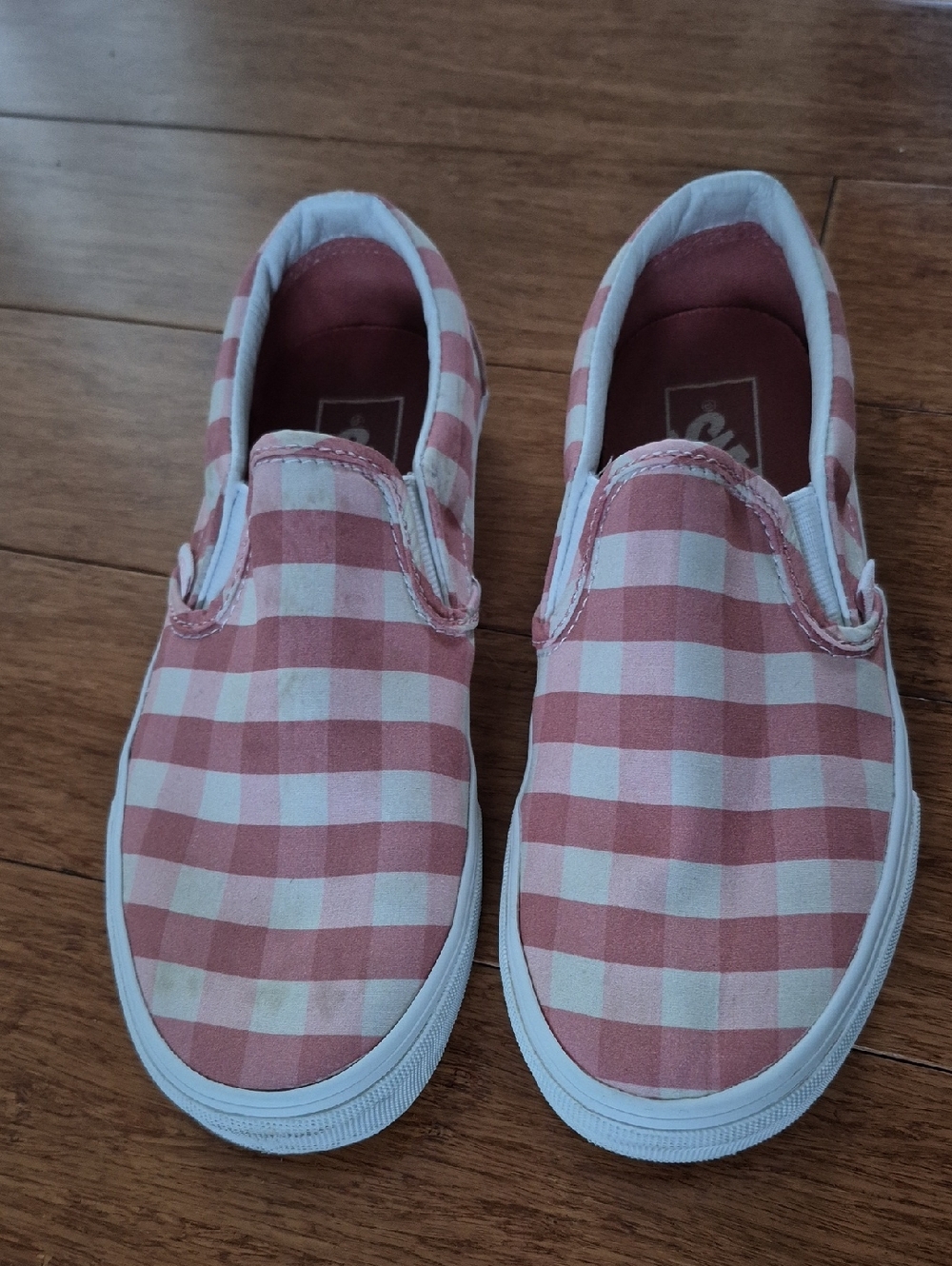 Vans - Kids Pink Gingham Slip-On Sneakers